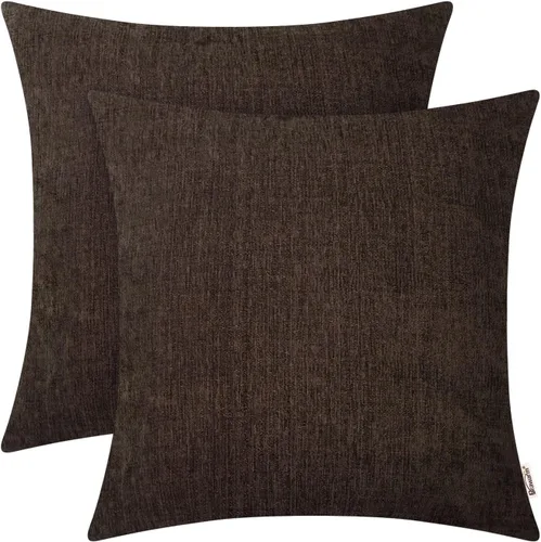 Vista 49 de BRAWARM Fundas de almohada 40x40 cm - Paquete de 2 fundas de almohada de chenilla negra, fundas de almohada de chenilla suave teñida sólida