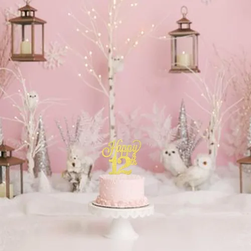 Vista 5 de 1 paquete de decoración para pastel de 12 años, purpurina negra número 12, doce cumpleaños, decoración para felicitaciones a 12 años de edad, 12