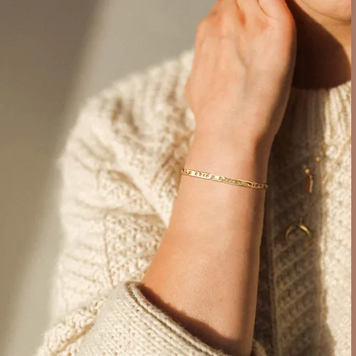 Vista 3 de BENEIGE Pulsera para mujer chapada en oro de 14 quilates, clip de papel satélite, bola ovalada, caja de cable, cadena de eslabones en capas