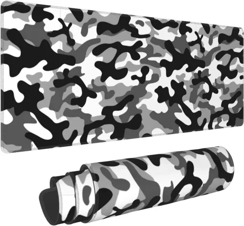 Vista 8 de Alfombrilla de mouse extragrande para juegos, camuflaje militar abstracto con costura, base antideslizante larga con teclado de camuflaje Abstracto