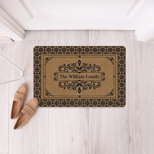 Vista 2 de Felpudo de bienvenida personalizado con texto, tapetes personalizados para puerta delantera, tapete de puerta de bienvenida vintage personalizado