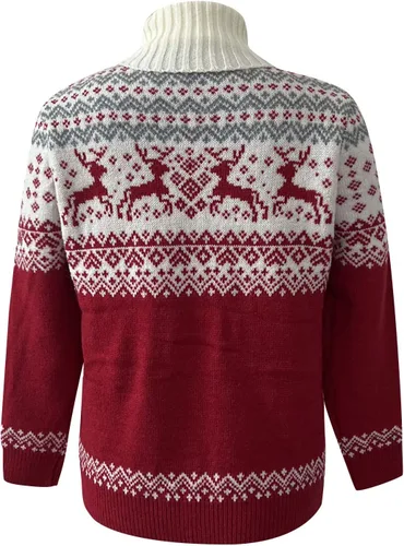 Vista 5 de Womens Christmas Sweater Trendy Reindeer Knitted Tops Basic Lightweight Turtleneck Pullover Printed Ladies Fall Clothes