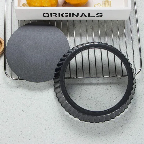 Vista 6 de Webake Molde para tartas de 9.5 pulgadas, bandeja para quiche resistente, parte inferior extraíble, antiadherente, para hornear