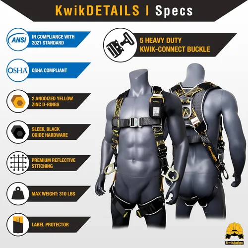 Vista 6 de KwikSafety - Fall Protection Safety Harness - Construction & Roofing Fall Arrest Safety Harnesses - ANSI OSHA Compliant