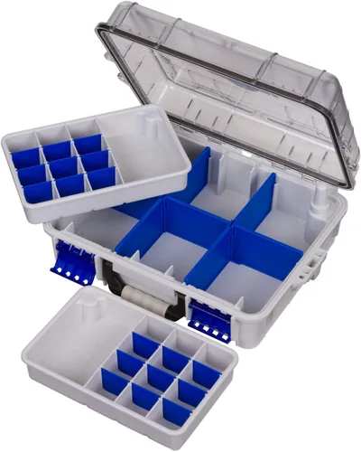 Vista 3 de Flambeau Outdoors 3000WPNC Maletín impermeable 3000, caja portátil impermeable para aparejos con bandejas, gris/transparente