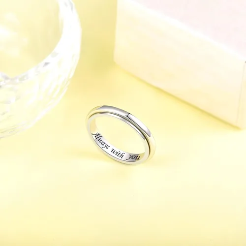 Vista 2 de JLYY Sterling Silver Spinner Ring Fidget Anxiety Worry Relieving Boredom ADHD Autism Band Rings for Women Men