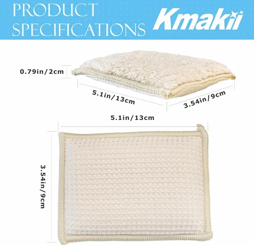 Vista 2 de KMAKII Esponjas de cocina de bambú, esponja para platos, esponjas de limpieza súper absorbentes, paquete de 12