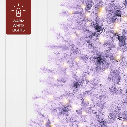 Vista 69 de Best Choice Products Árbol de Navidad azul bebé preiluminado de 6 pies, decoración navideña artificial completa con 947 puntas de rama, 250 luces