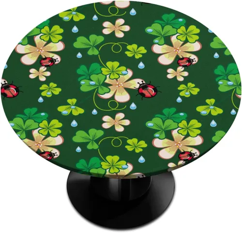 Vista 10 de Mantel redondo ajustado con diseño de calabaza de otoño, hojas de otoño, color amarillo, pequeño con borde elástico, manteles circulares lavables