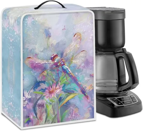Vista 64 de DISNIMO Cubierta antipolvo para cafetera de mariposa azul, fundas para máquina de hacer café de cocina con mango superior, cubierta