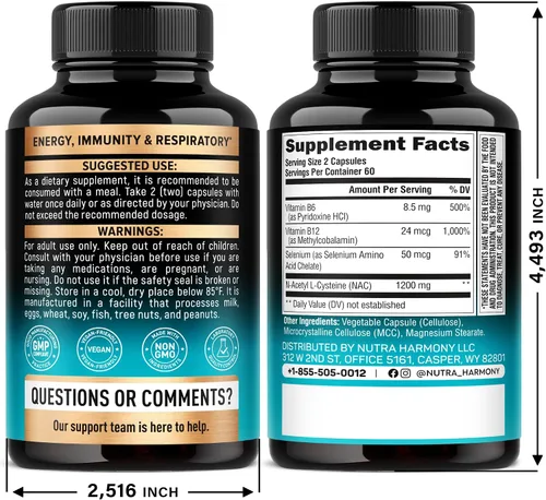Vista 2 de NUTRAHARMONY NAC y glicinato de magnesio con cápsulas de glicina