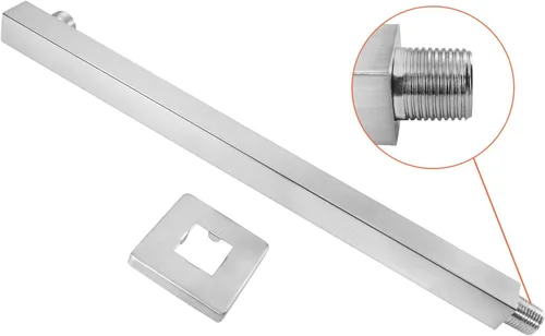 Vista 3 de NearMoon Brazo de ducha de 16 pulgadas, extensor de extensión de cabezal de ducha de lluvia, con brida y cinta de teflón, hecho de acero inoxidable