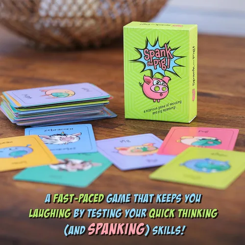 Vista 2 de Spank The Pig! - Divertido y divertido juego de cartas familiar para niños, adolescentes y adultos, divertidos juegos de ritmo rápido para 2 a 7