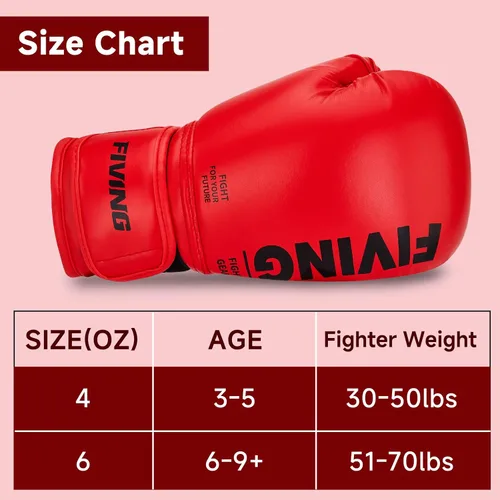 Vista 5 de Guantes de boxeo para niños, guantes de entrenamiento de boxeo juvenil para niños y niñas, guantes de lucha de 4 oz y 6 oz, mitones tailandeses