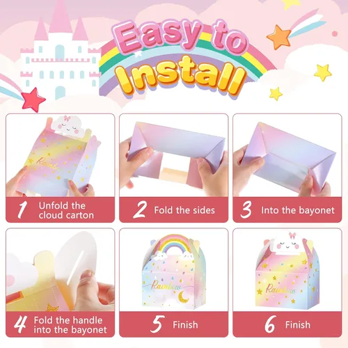 Vista 5 de Leinuosen Cajas de regalo de nube arcoíris – Bonitas cajas de recuerdo de fiesta, golosinas de dulces, cajas de regalo para niñas, niños y niños