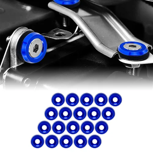 Vista 11 de JDM - Kit de pernos de aluminio para parachoques de parachoques, 20 juegos, M6 x 0.787 in para bahía de motor (negro) 20-set · engine bay dress-up