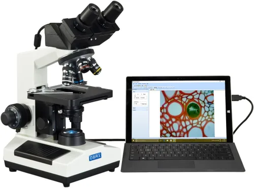 Vista 9 de OMAX 40X-2000X Binoculares LED biológicos de laboratorio digital, con cámara digital USB incorporada de 3.0 MP y nivel mecánico de doble capa