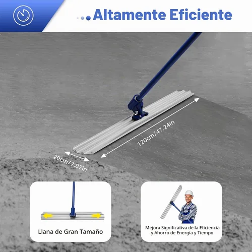 Vista 4 de Bull Float - Flotador de hormigón de 48 x 8 pulgadas, herramienta de flotador de hormigón de resorte de extremo redondo, herramienta de flotación