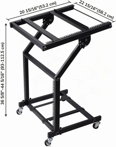 Vista 6 de AW, soporte ajustable con ruedas para mezcladora de DJ, equipo de música de estudio, para fiestas, 9U