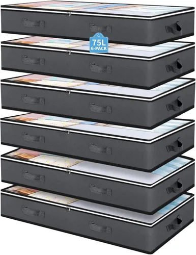 Vista 7 de Cupic Cupid Contenedores de almacenamiento debajo de la cama, paquete de 3 contenedores de almacenamiento debajo de la cama, organizador grande