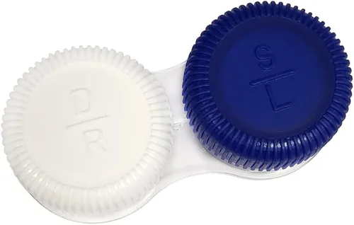 Vista 3 de Estuches para lentes de contacto con tapa roscada, azul/blanco, paquete de 12