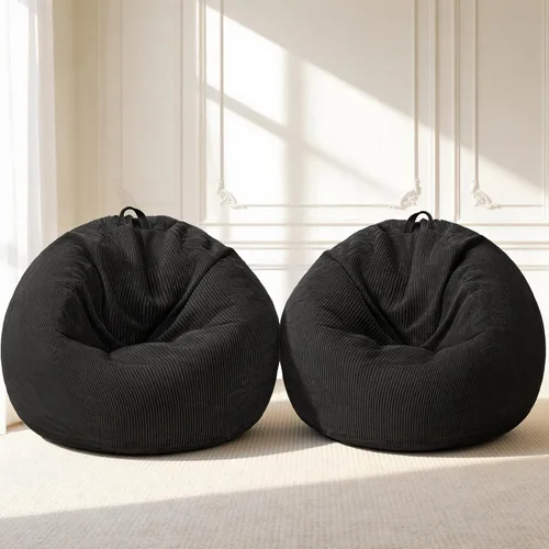 Vista 3 de HABUTWAY 2 puf de 2 pies, puf gigante para adolescentes y adultos, puf grandes con relleno de espuma viscoelástica, puf grandes con funda de pana