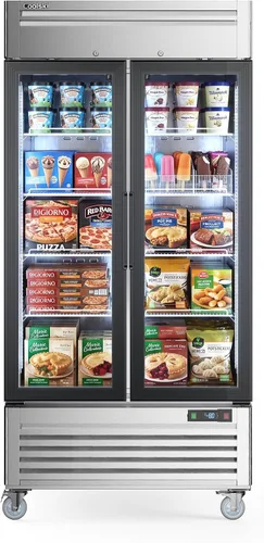 Vista 10 de Coolski Congelador comercial de 19.32 pies cúbicos con puerta sólida, ventilador de congelador de acero inoxidable de alcance vertical de 27