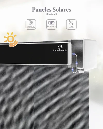 Vista 2 de Graywind Persianas motorizadas para exteriores, para patio, funcionan con Alexa y Google, persianas enrollables eléctricas con energía solar