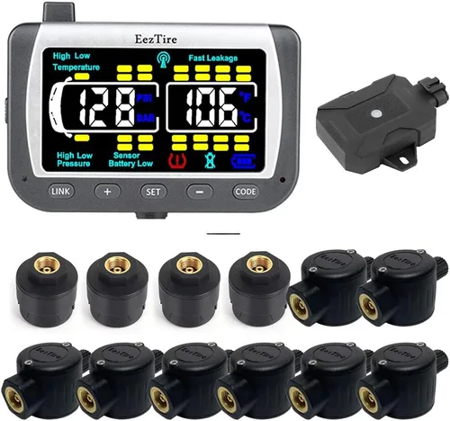 Vista 18 de EEZ RV Products EEZTire - Sistema de monitoreo de presión de neumáticos en tiempo real/24x7 - Monitor a color + 4 sensores + Sistema de refuerzo