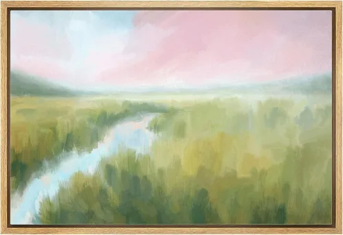Vista 13 de SIGNLEADER Impresión en Lienzo Enmarcado Arte de Pared Prado Cálido de Verano con Flores Silvestres Ilustraciones Florales Vibrantes Arte Moderno