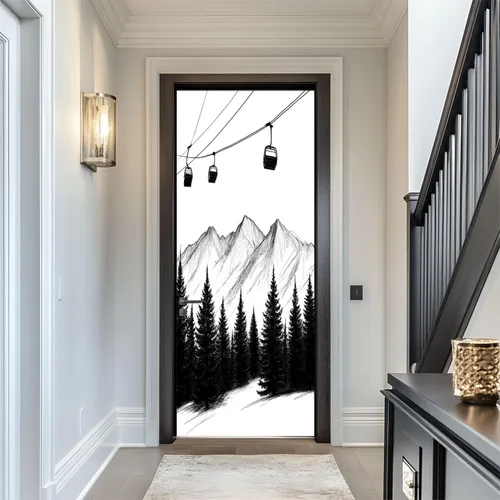 Vista 20 de Calcomanías para puerta, arte de pared 3D con mareos, color blanco y negro, colores primarios, murales, papel tapiz autoadhesivo para puerta, póster