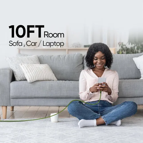 Vista 5 de Cargador para iPhone Paquete de 5, Cable Lightning USB de 10 pies, Cable Certificado Apple Mfi, Cable de Carga Rápida Trenzado de Nylon Compatible