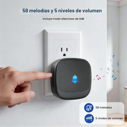 Vista 3 de Campanas de puerta inalámbricas para hogares, kits de timbre con 1 transmisor, 1 receptor, funcionamiento impermeable a un rango de 1000 pies, 48