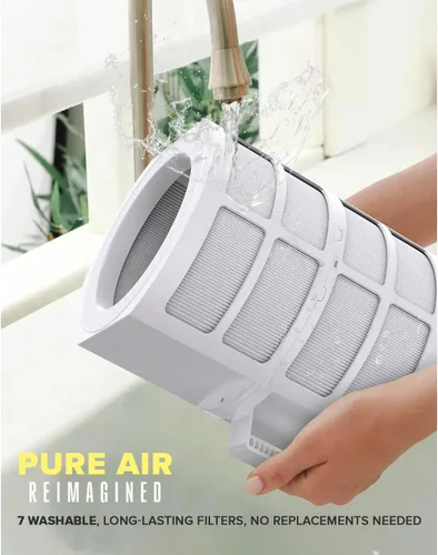 Vista 3 de Nuwave Forever - Purificador de aire para el hogar, habitación grande de hasta 2,002 pies cuadrados, sensores duales, 7 filtros fáciles de limpiar