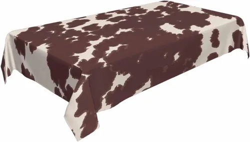 Vista 4 de TKS MITLAN Mantel rectangular de vaca o caballo, 52 x 70 pulgadas, con manchas marrones, piel de animal, estampado de caballo de vaca, mantel