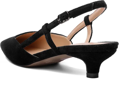 Vista 7 de ROSERWISH Zapatos de vestir de gamuza con punta cuadrada para mujer, para boda, fiesta, cómodos, gatitos, tacón bajo, zapatos de vestir de 1.5