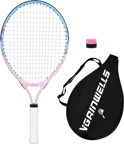 Vista 15 de Raqueta de tenis para niños de 17"-23" para edades de 2-9 años, ligera y duradera, incluye 1 raqueta de tenis para niños pequeños y 1 cintas