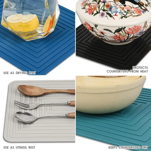Vista 4 de Salvamanteles para platos calientes, salvamanteles de silicona para ollas y sartenes calientes, almohadillas calientes para cocina, tapetes