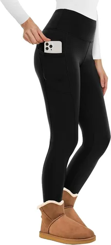 Vista 24 de NexiEpoch - Leggings de forro polar para mujer, pantalones de yoga de invierno de cintura alta, control de abdomen, suaves, térmicos, cálidos
