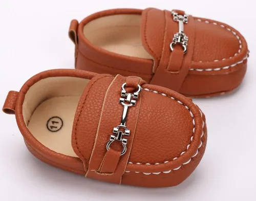 Vista 3 de QIETION Mocasines para bebés recién nacidos, para niños y niñas, zapatos de cuna con suela suave, antideslizantes, perfectos para bautizogateoboda