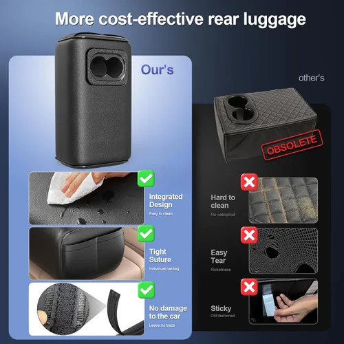 Vista 7 de Reposabrazos Trasero para Asiento de Coche 2 Filas Caja de Consola con Portavasos Universal Apoyabrazos para Asiento Trasero Caja de Consola