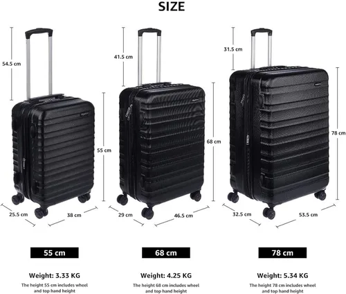 Vista 4 de Tienda Basics Equipaje de maleta expandible con ruedas rígidas Negro Spinner
