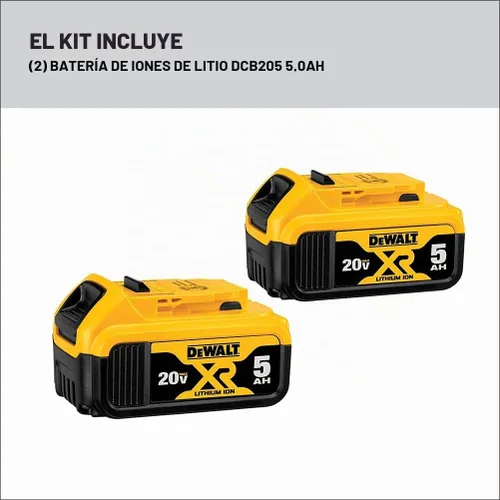 Vista 6 de DEWALT Powerstack - Batería de 20 V Max, recargable, 5 Ah, iones de litio, paquete de 2 (DCBP520-2) y batería de 20 V MAX XR, 5 Ah, paquete de 2