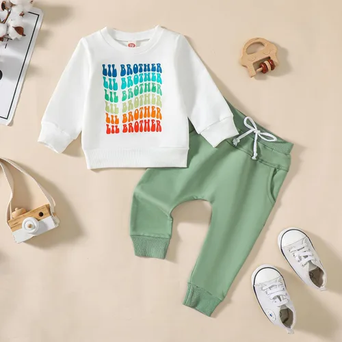 Vista 2 de Omkzanbi Big Brother Little Brother - Conjunto a juego con sudadera Big Brother y hermano menor, pantalón deportivo, ropa de otoño e invierno