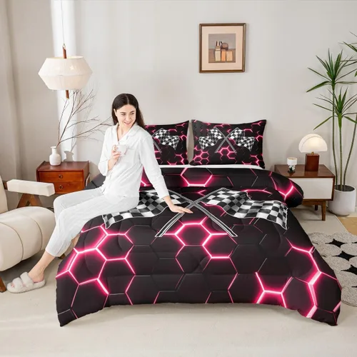 Vista 48 de Juego de ropa de cama Happy Camping de Homewish, tamaño individual, con diseño de osos cazadores y pinos, para niños, hombres, adultos, decoración