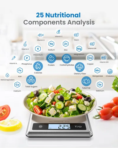 Vista 2 de RENPHO Báscula Digital de Alimentos con Calculadora Nutricional, Báscula Inteligente de Cocina de Alimentos, Báscula de Peso de Alimentos en Gramos