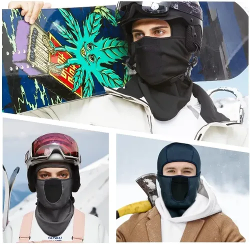 Vista 2 de SAITAG Pasamontañas de esquí, máscara facial cálida para clima frío, invierno, esquí, snowboard, motociclismo, pesca en hielo, hombres