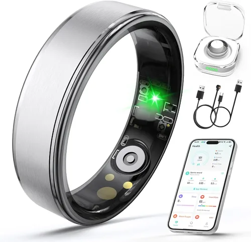 Vista 9 de Anillo inteligente para mujeres y hombres, anillo de seguimiento de salud con frecuencia cardíaca, monitor de sueño, oxígeno en sangre, HRV, estrés