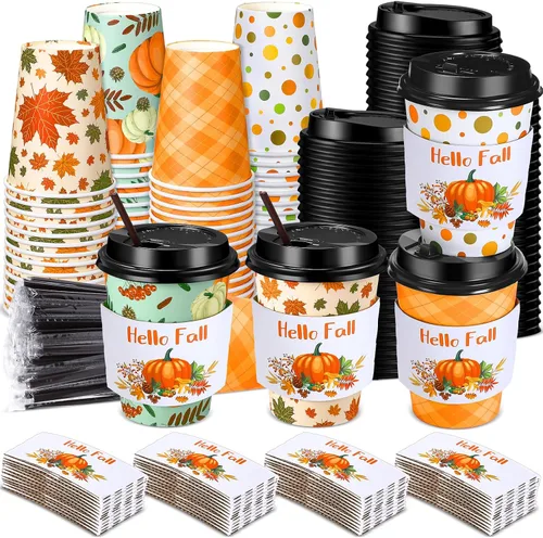 Vista 10 de Lallisa 48 juegos de tazas de café desechables de otoño de Acción