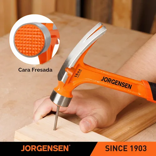Vista 6 de JORGENSEN Martillo de garra forjado de una sola pieza de 16 oz con soporte magnético para clavos Magnetic Nail Holder, Rip Claw Hammer, Milled